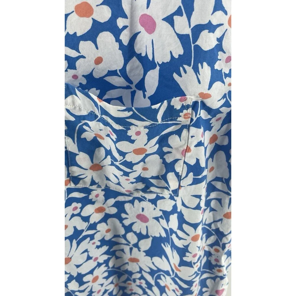 J. Crew Flex Washed Slim Shirt Men’s XL Blue Floral Button Up Cotton Stretch